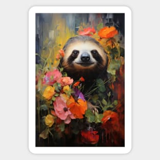 Flower Garden Sloth Sticker